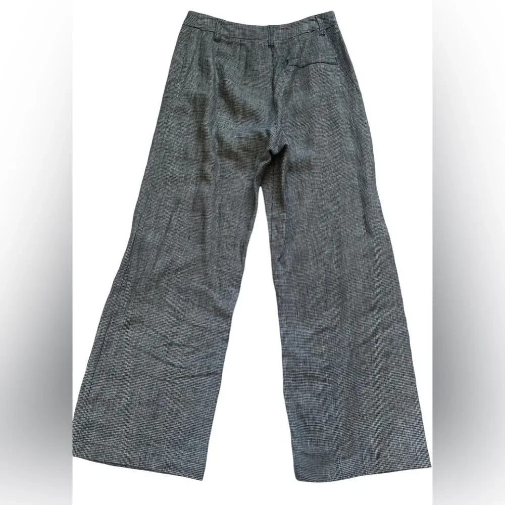 Reformation 100% Linen Wide Leg checkered Pants size 6
